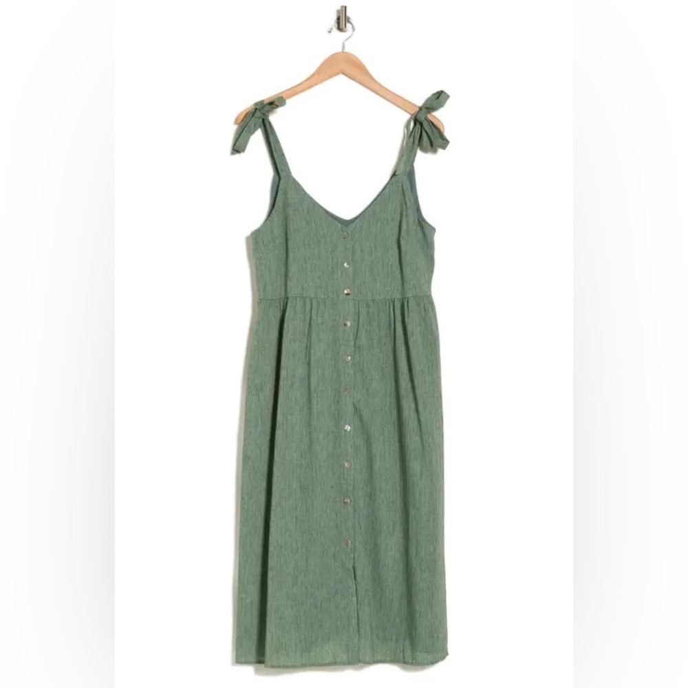 FRNCH‎ Button-Front Linen Midi Dress